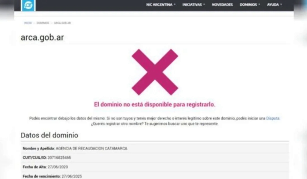 Sin la AFIP, ¿dónde se factura?: el dominio de Internet ARCA.gob.ar no está disponible