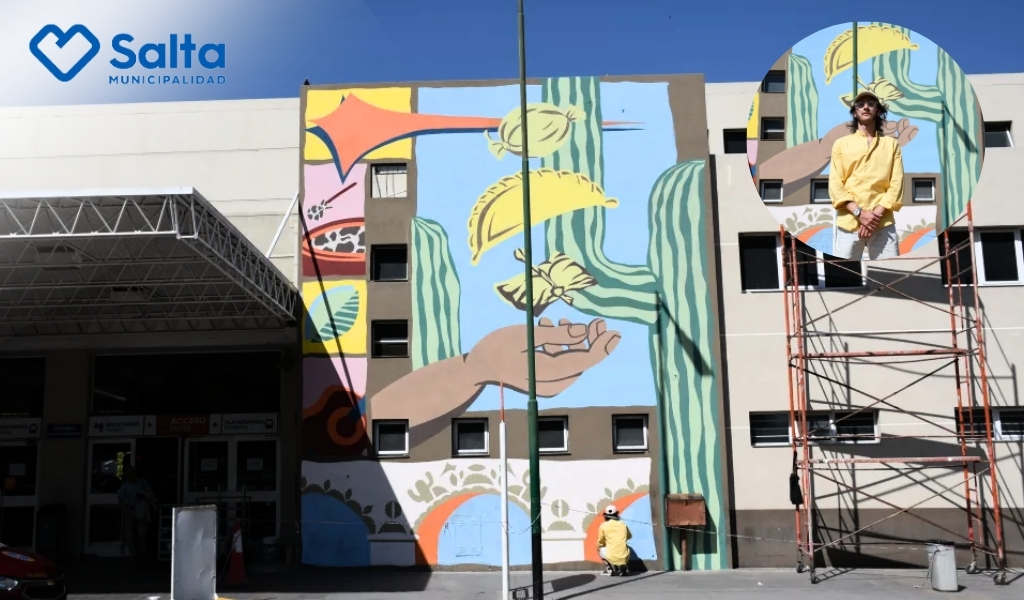 Espectacular: Así se ve  ‘Iconografía Apunada’, el nuevo mural en la Terminal de ómnibus