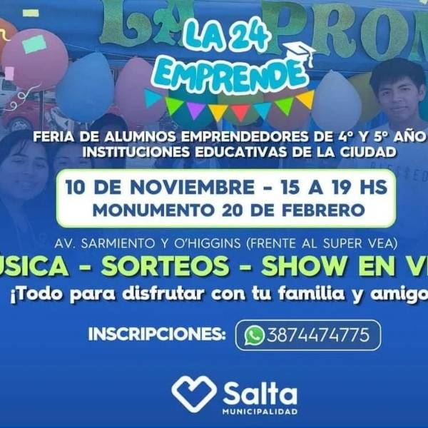 Colabore: Estudiantes de 4º y 5º año de la ciudad de Salta realizan este domingo la feria de “La 24 emprende”