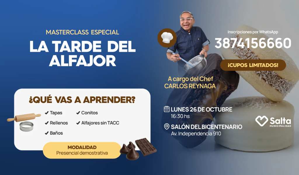 Secretos de un buen alfajor: El Municipio brindará una masterclass gratuita en el salón del Bicentenario