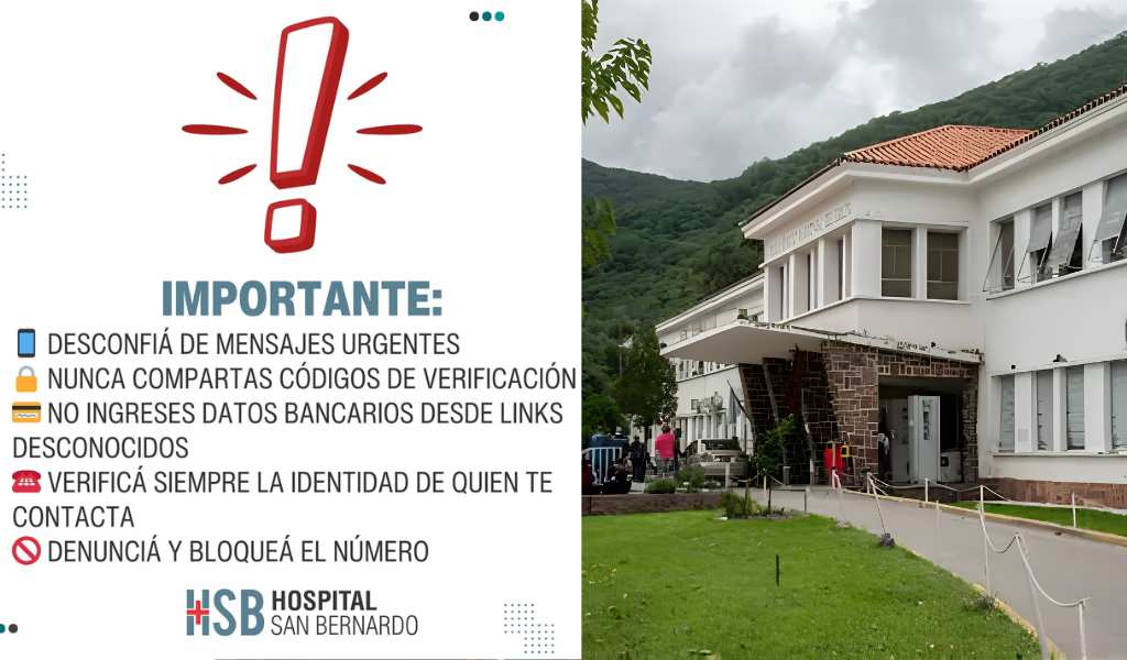 Desde el Hospital San Bernardo alertaron sobre intentos de estafas digitales vinculadas a los turnos médicos