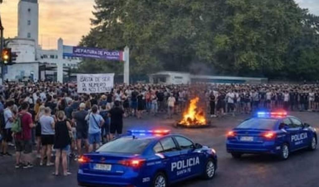 En Santa Fe policías hicieron una protesta salarial y se enfrentaron a golpes con otros efectivos