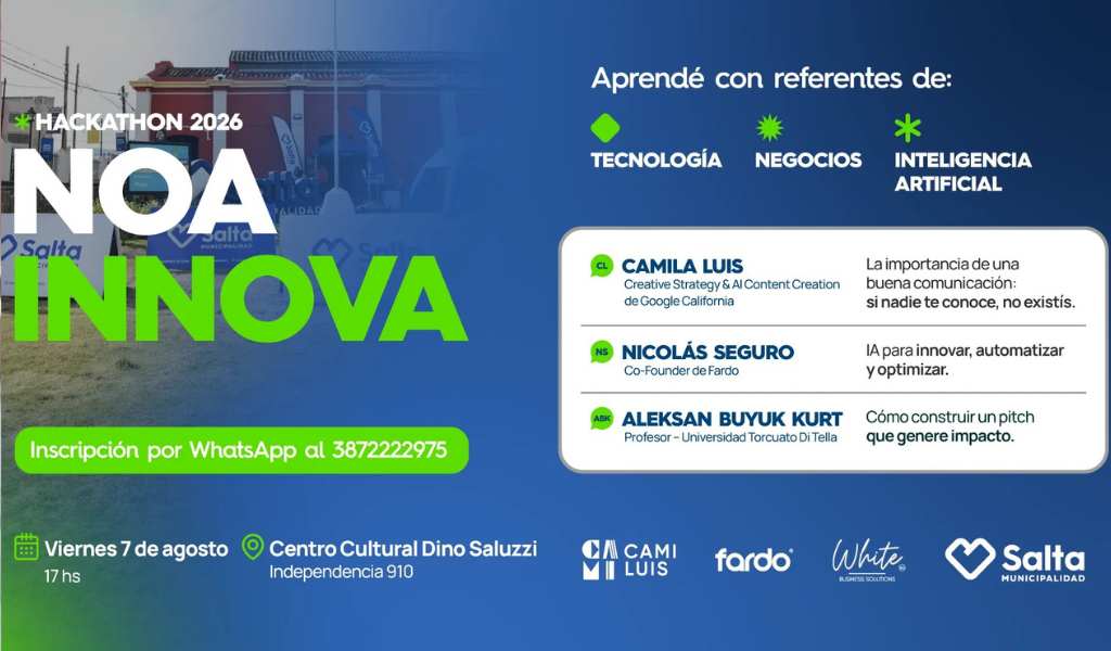 NOA INNOVA: Este viernes 7 participá de una charla sobre innovación, inteligencia artificial y comunicación en el Dino Saluzzi