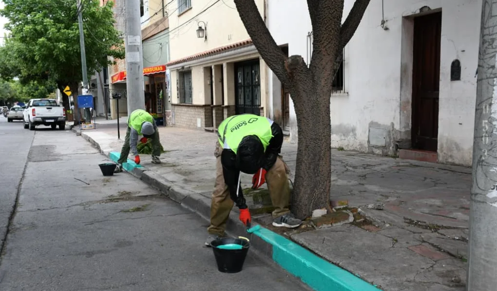 Estacioná tranquilo y gratis: Se llegaron a las 100 cuadras de cordones pintados de verdes en la ciudad de Salta