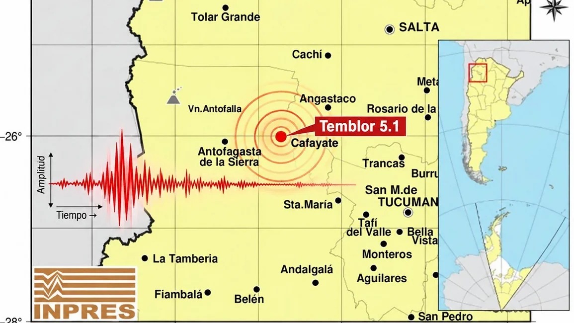 Sismo de 5,1 en Salta: Se sintió en la capital y varios puntos de la provincia, especialmente en Cafayate