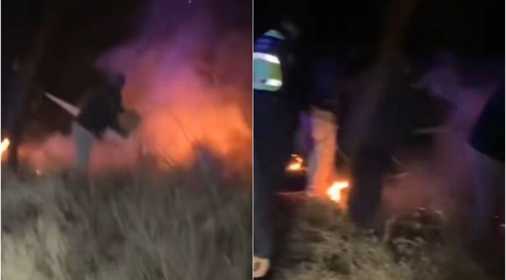 Una banda de cumbia salteña se encontró con un incendio en plena ruta y no dudaron en detenerse para ayudar a extinguirlo