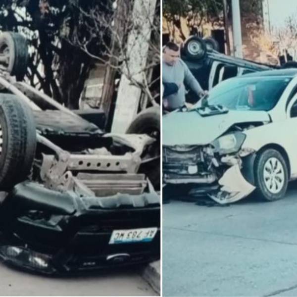 Violento choque en barrio Ceferino: Una camioneta policial volcó tras impactar con un auto y varios efectivos terminaron heridos