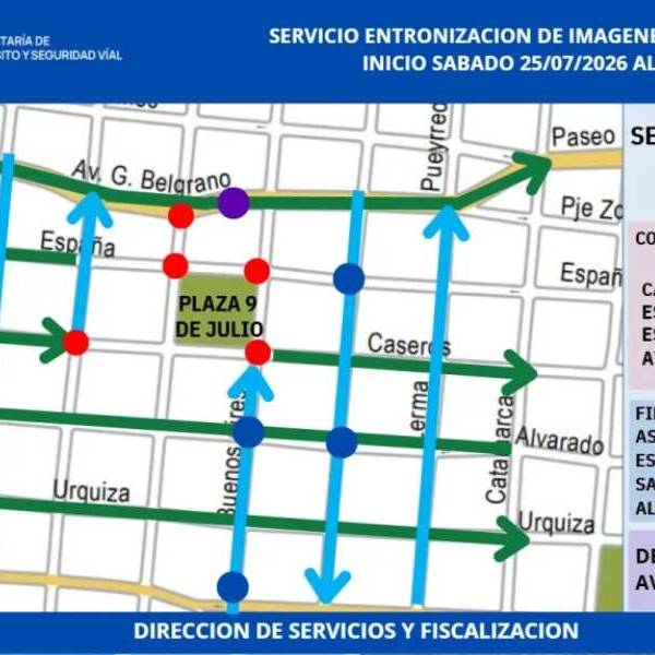 Este sábado se realizará un operativo de tránsito por la entronización de las imágenes del Señor y la Virgen del Milagro