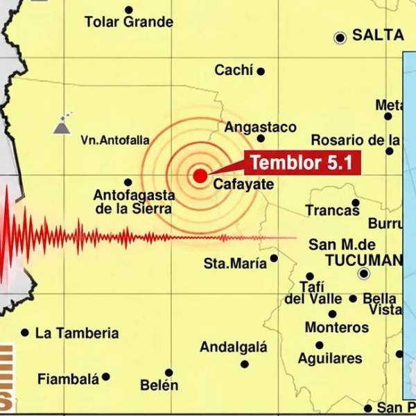 Sismo de 5,1 en Salta: Se sintió en la capital y varios puntos de la provincia, especialmente en Cafayate