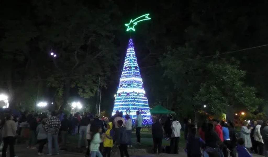 Una pareja robó las luces de Navidad de la plaza principal de Cerrillos