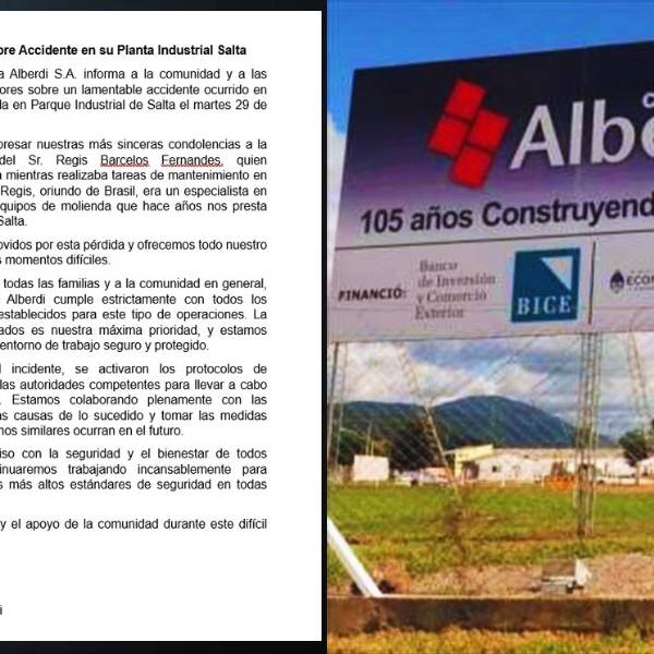 Cerámica Alberdi S.A. expresa su profundo pesar por el accidente fatal ocurrido en su fábrica    